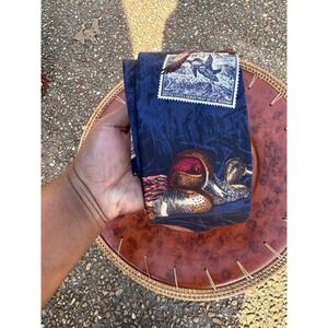 Harken‎ Federal Duck Stamp Silk Tie Mens Navy Blue Wildlife Hunting Stamp Print